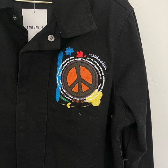 RON BASS x FOREVER 21 “Black Is Power” Embroidered Denim Jacket NWT - Picture 6 of 10
